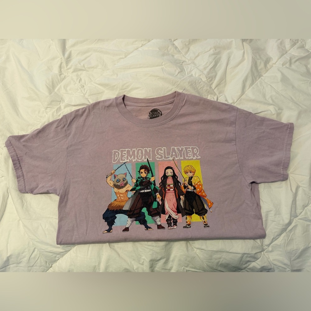 Demon Slayer Anime Graphic T-Shirt Lavender Size M